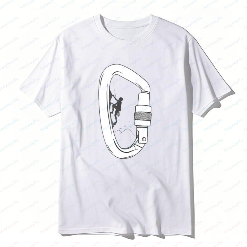 Outdoor Sport Climbing Gear - Camiseta Masculina Estampada com Mosquetão e